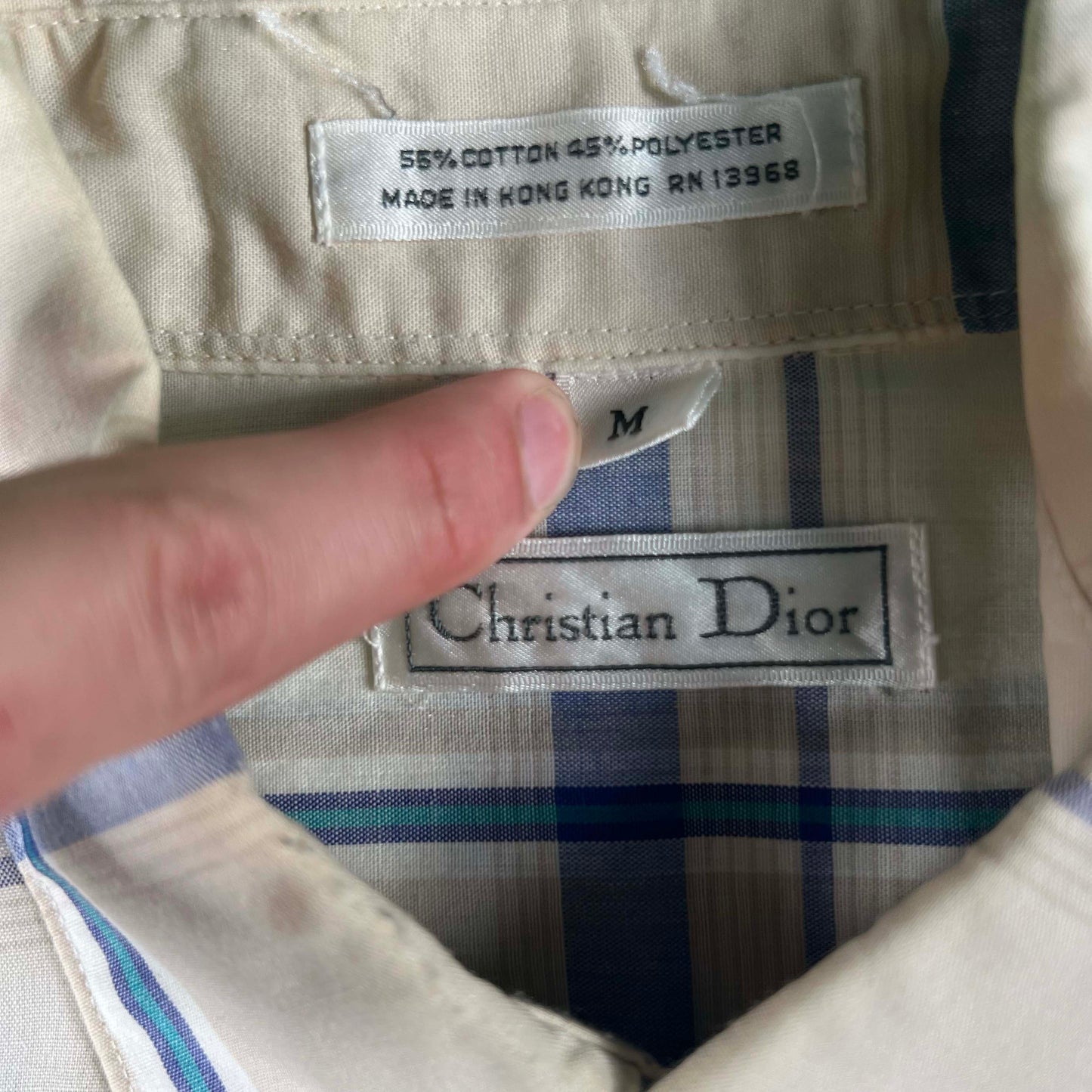 80s Christian Dior Plaid Button Down Shirt- M