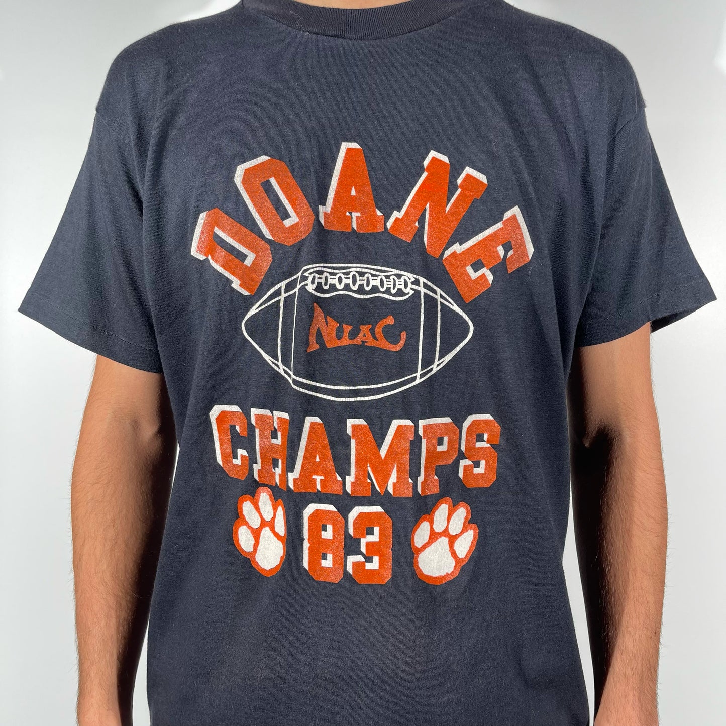 80s Faded Black Football Tee- M