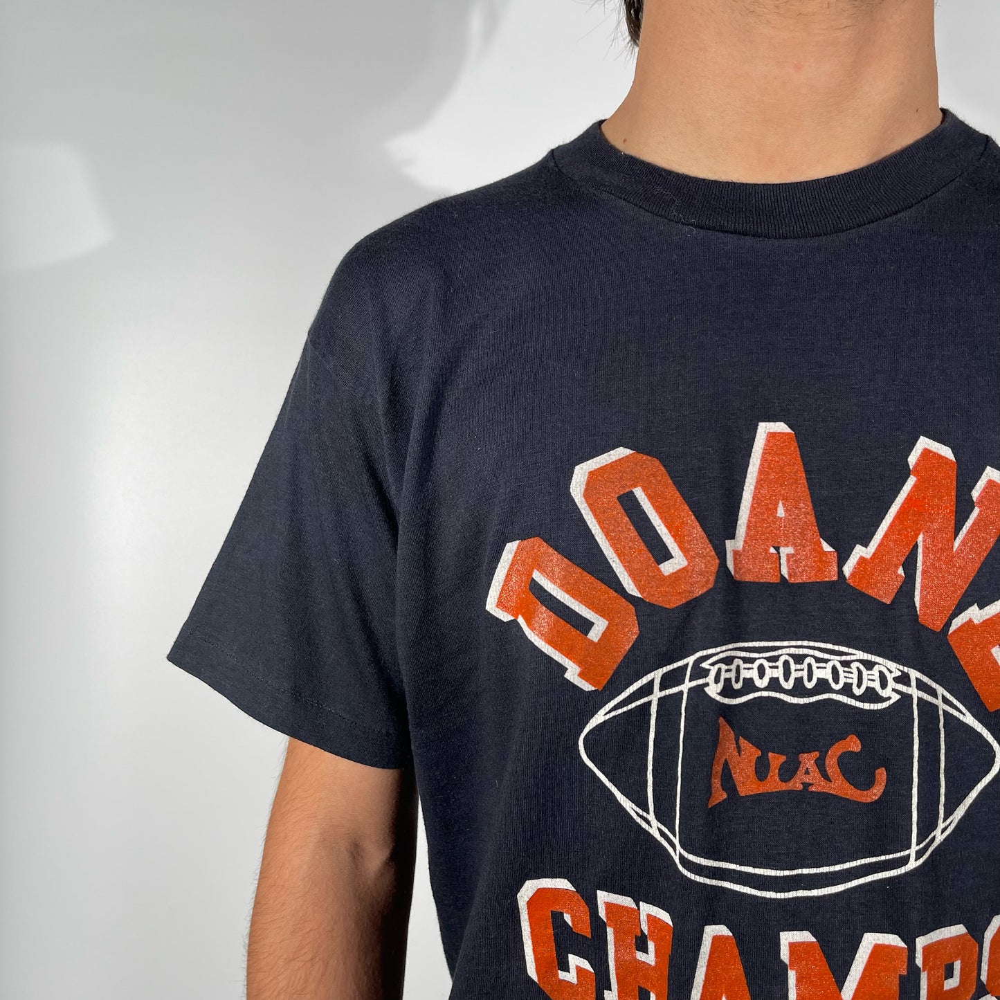 80s Faded Black Football Tee- M
