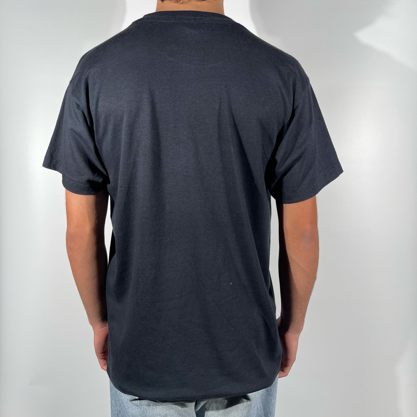 80s Faded Black Football Tee- M