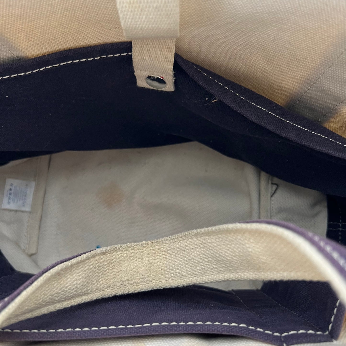 Lands' End Canvas Faded Navy Handle Tote Bag