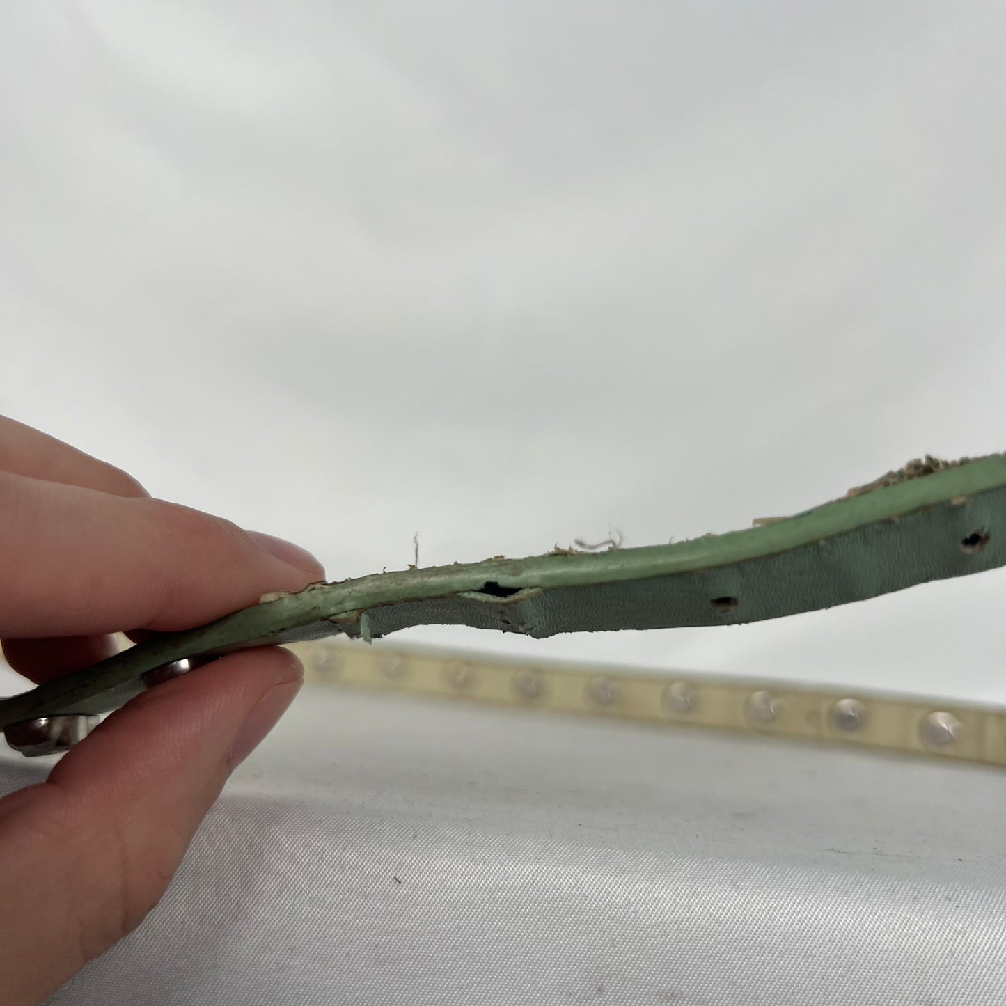 Skull Studded Mint Green Leather Belt- 24"-28"