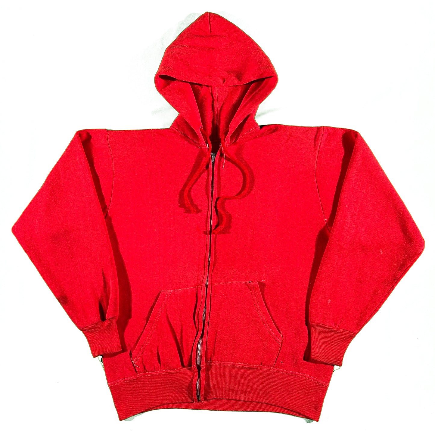 70s Faded Red Zip Up Hoodie- M
