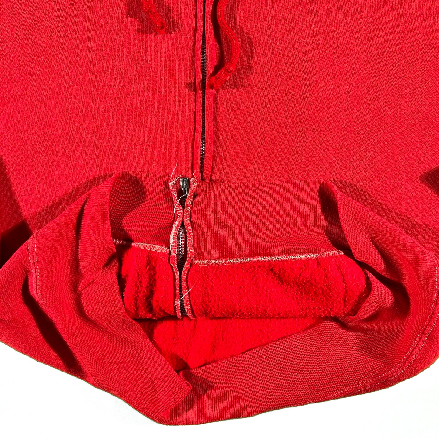 70s Faded Red Zip Up Hoodie- M