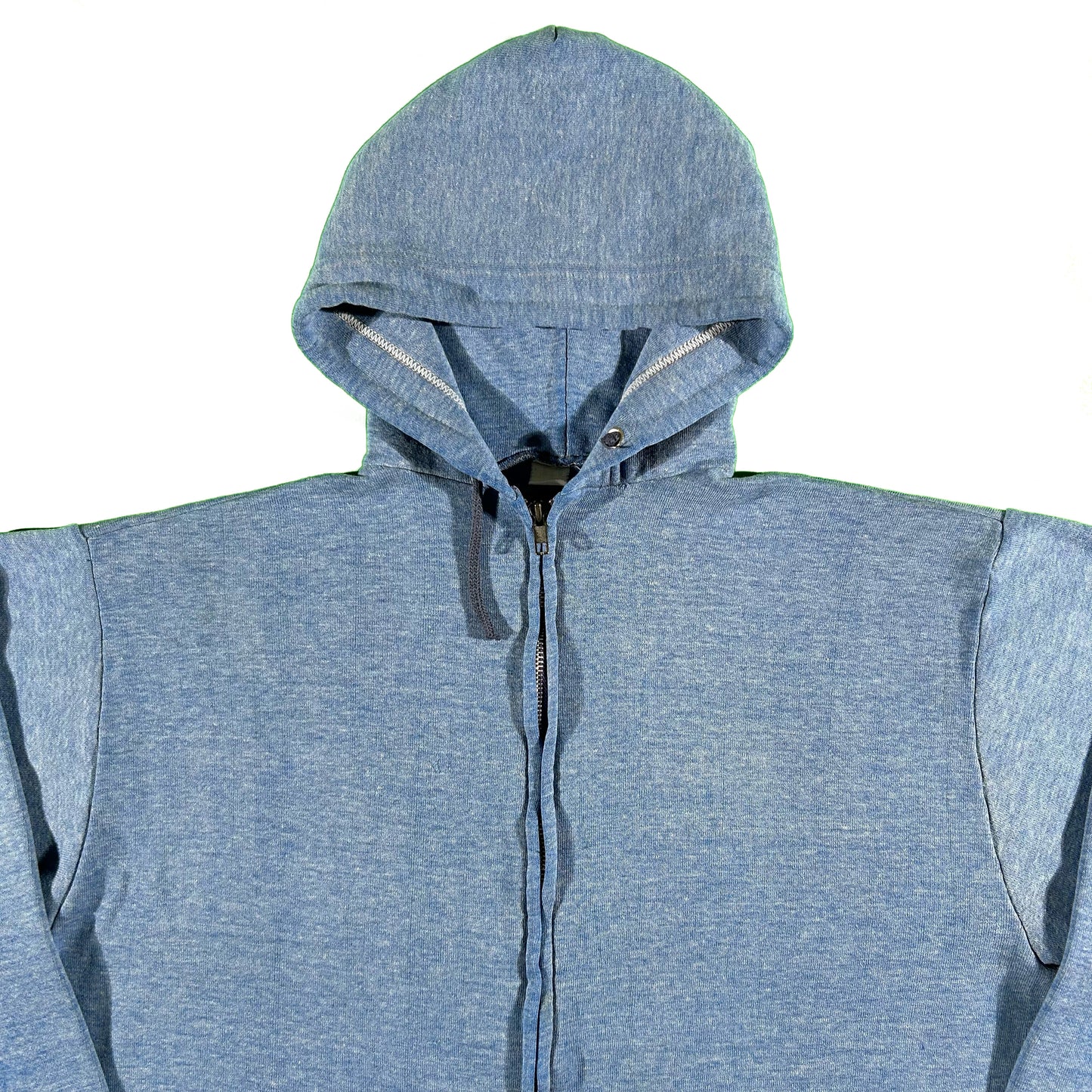 70s Faded Blue Zip Up Hoodie- L