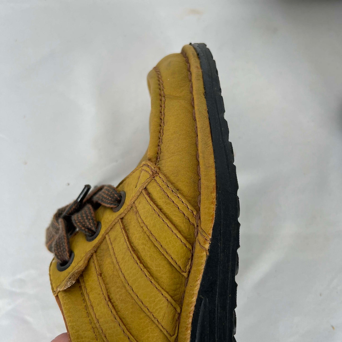 80s Adidas 'Miami' Mustard Leather Waffle Sneakers- M's 6, W's 7.5