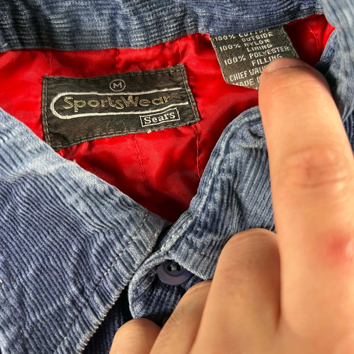 80s Sears Quilt Lined Cord Shacket- M