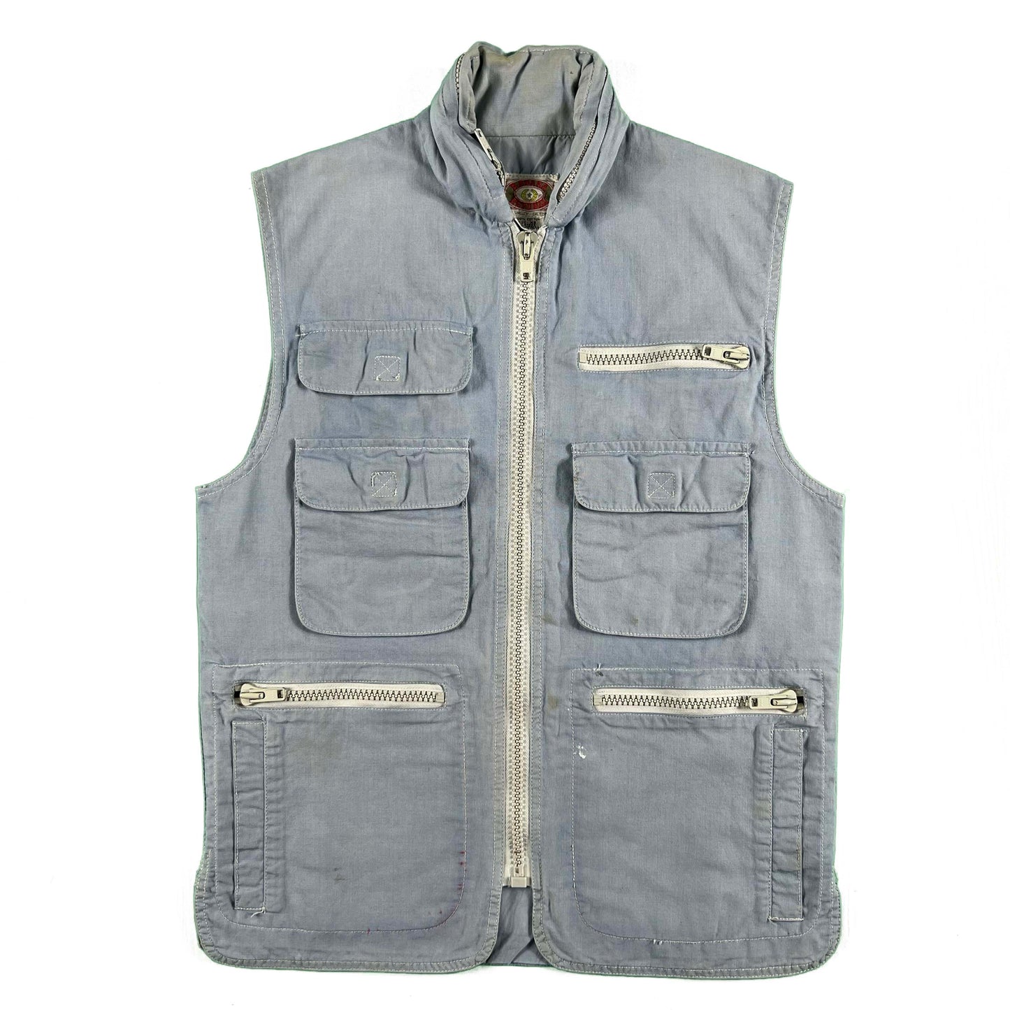 80s Sun Faded Blue Banana Republic Utility Vest- XS