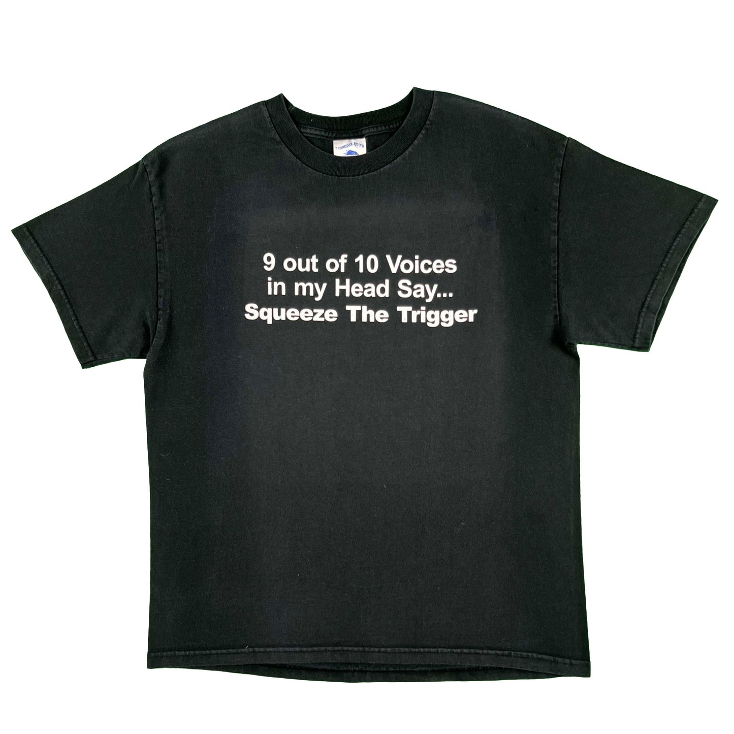 90s '9 out of 10 Voices Say Squeeze The Trigger' Tee- L
