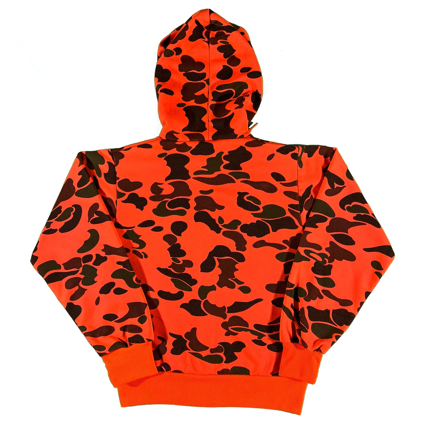 80s Orange Duck Camo Thermal Lined Zip Up Hoodie- S