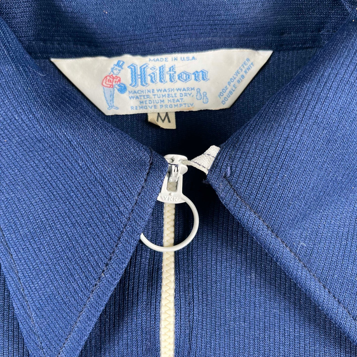 70s Hilton Navy Rainbow Lanes Bowling Shirt- M