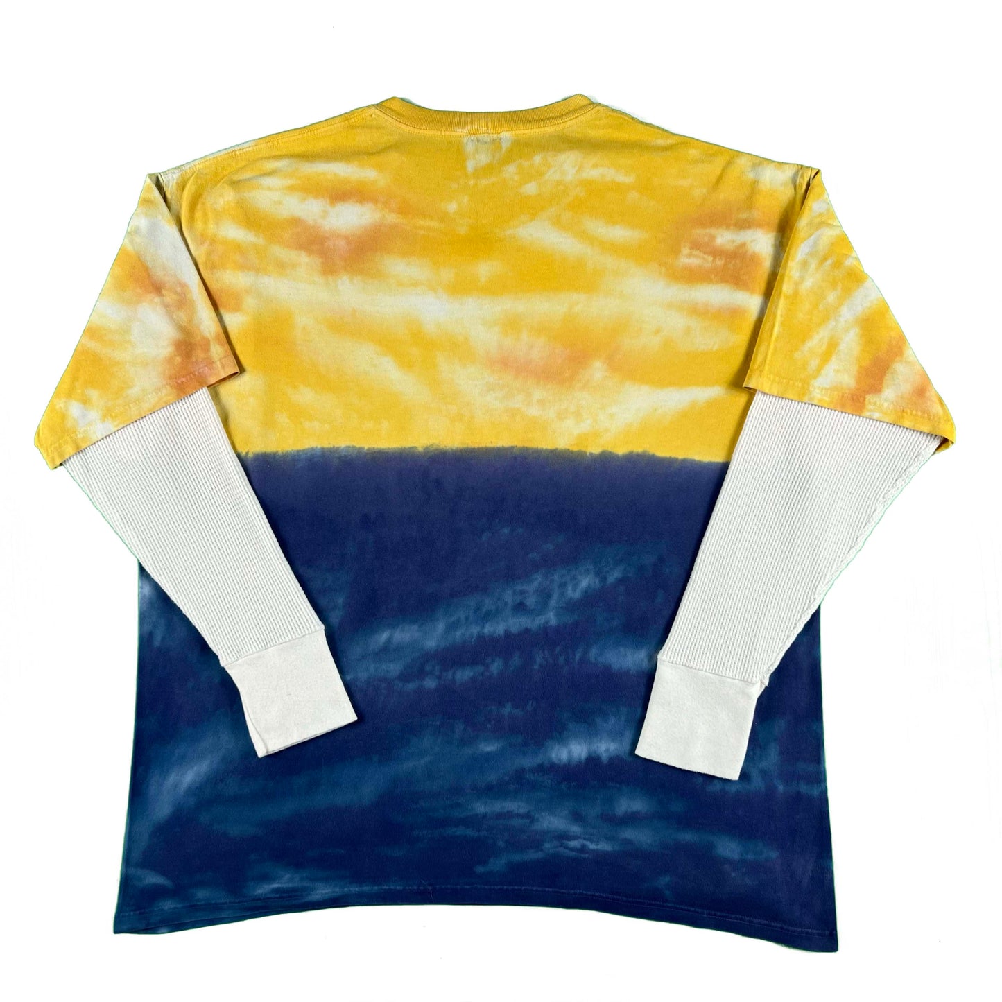 00s Safety Pinned Tie Dye Horse Tee & Waffle Knit Thermal- XXL