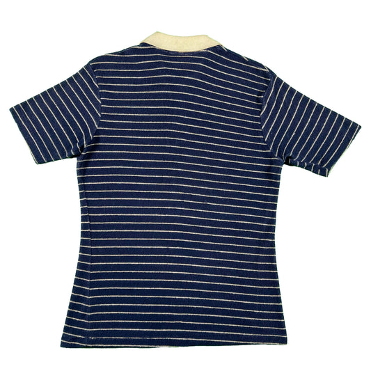 70s Striped 'BLADES' Terry Cloth Polo Shirt- M