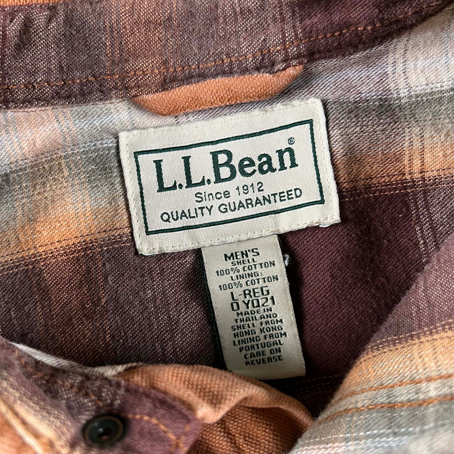 L.L. Bean Flannel Lined Cotton Canvas Work Shirt- L