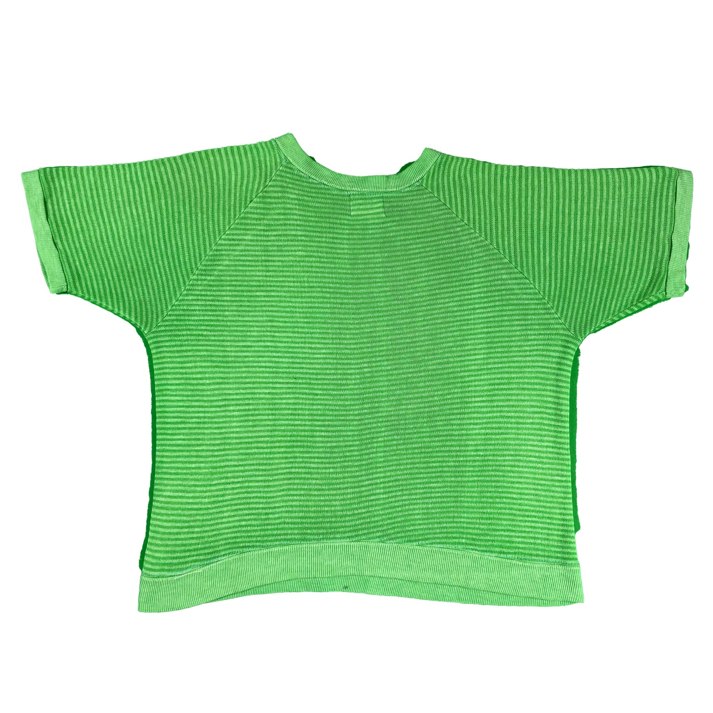 60s Striped Green Short Sleeve Sweatshirt- S