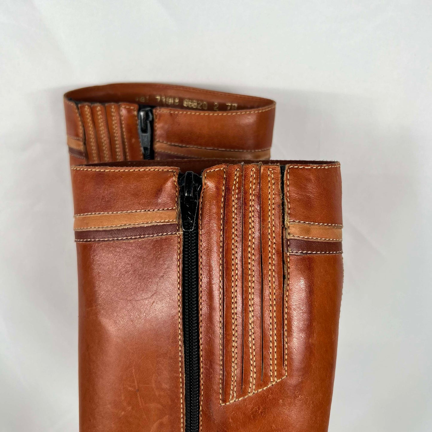 70s Knee High Leather Side Zip Disco Boots- M's 5.5, W's 7