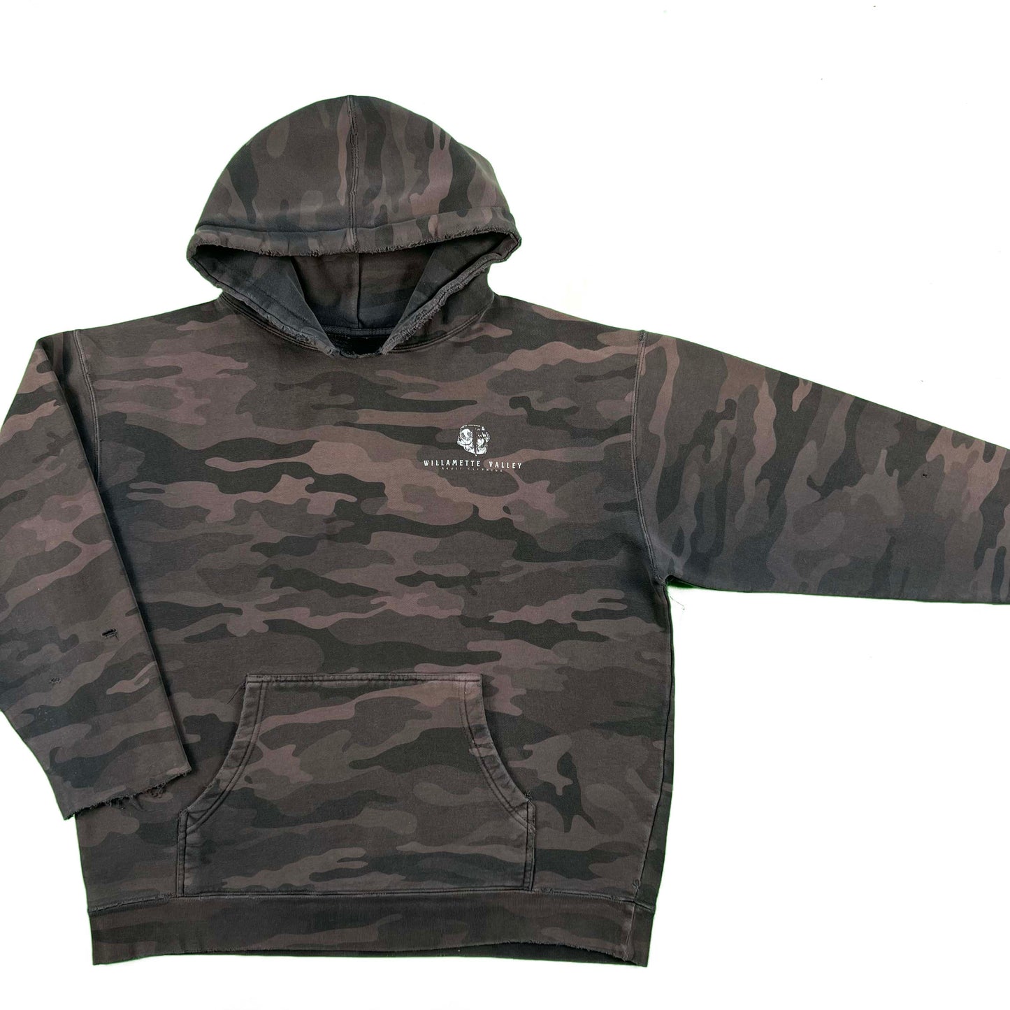 Sun Faded Black Camo Skull Cleaning Chopped Hoodie- XL