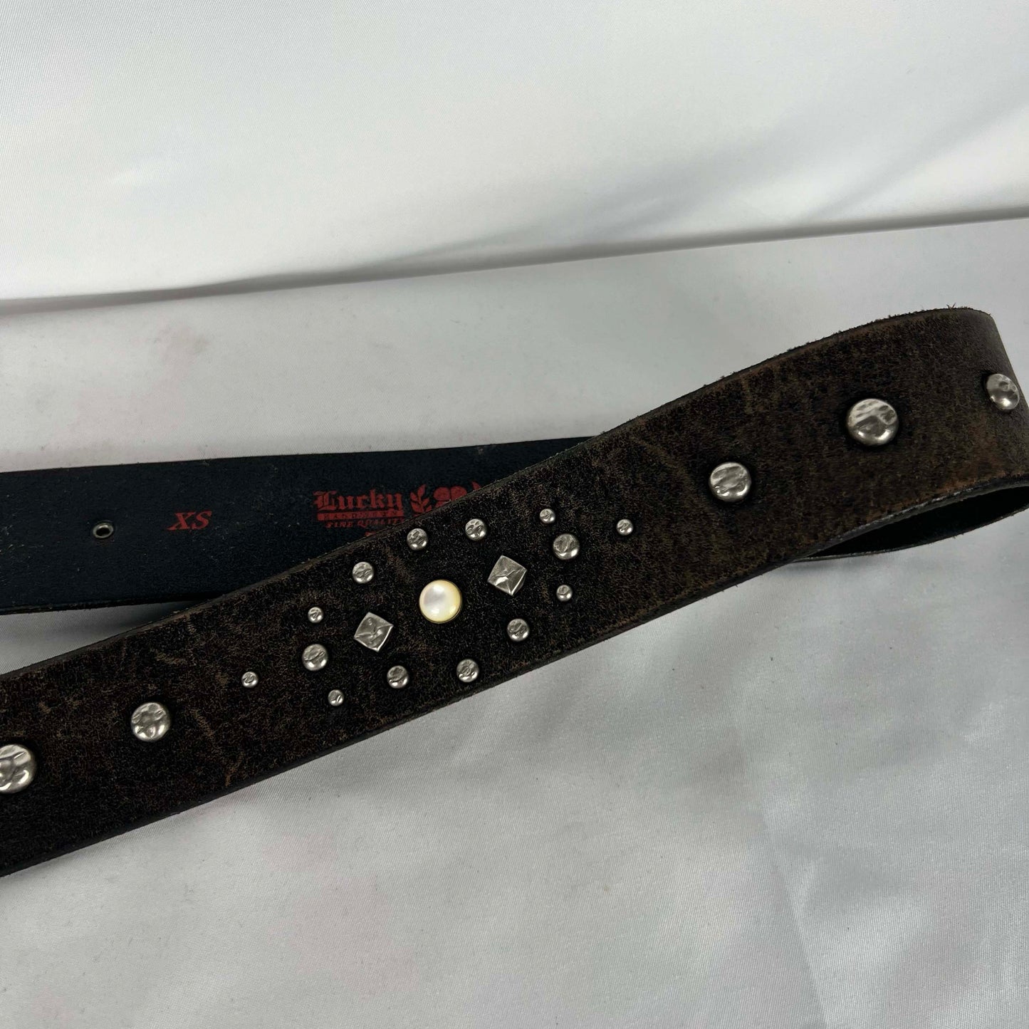 00s Black Studded Leather Belt- 28"-30"