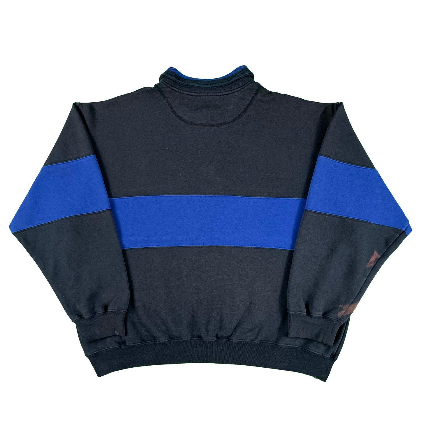 90s Striped 1/4 Zip Cropped Sweatshirt- L