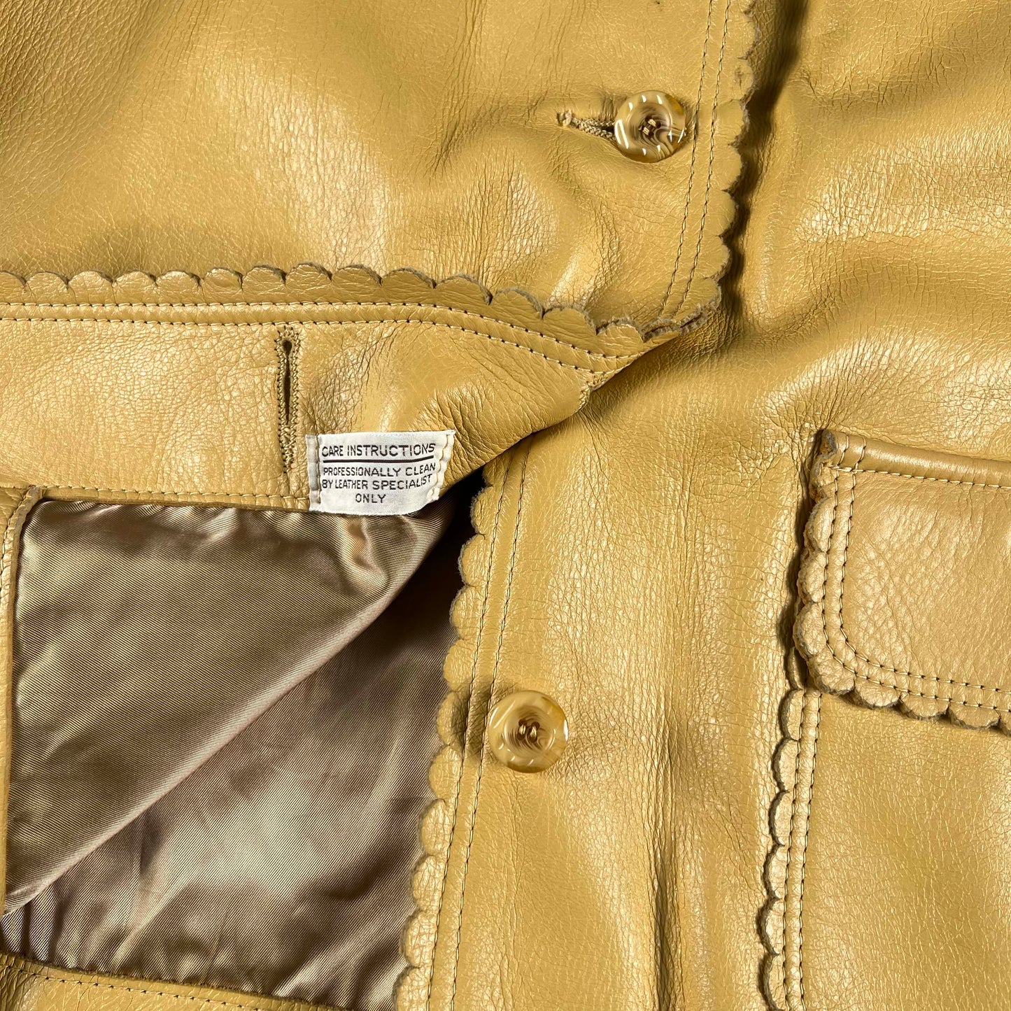 60s Butter Yellow Leather Blazer Jacket- M