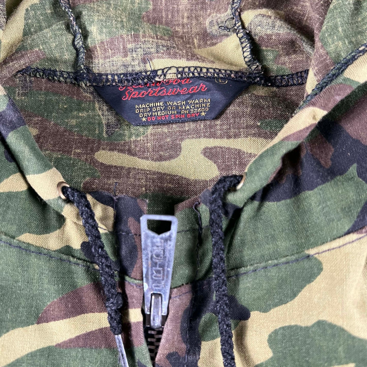70s Light Camo Hooded Zip Up Jacket- L
