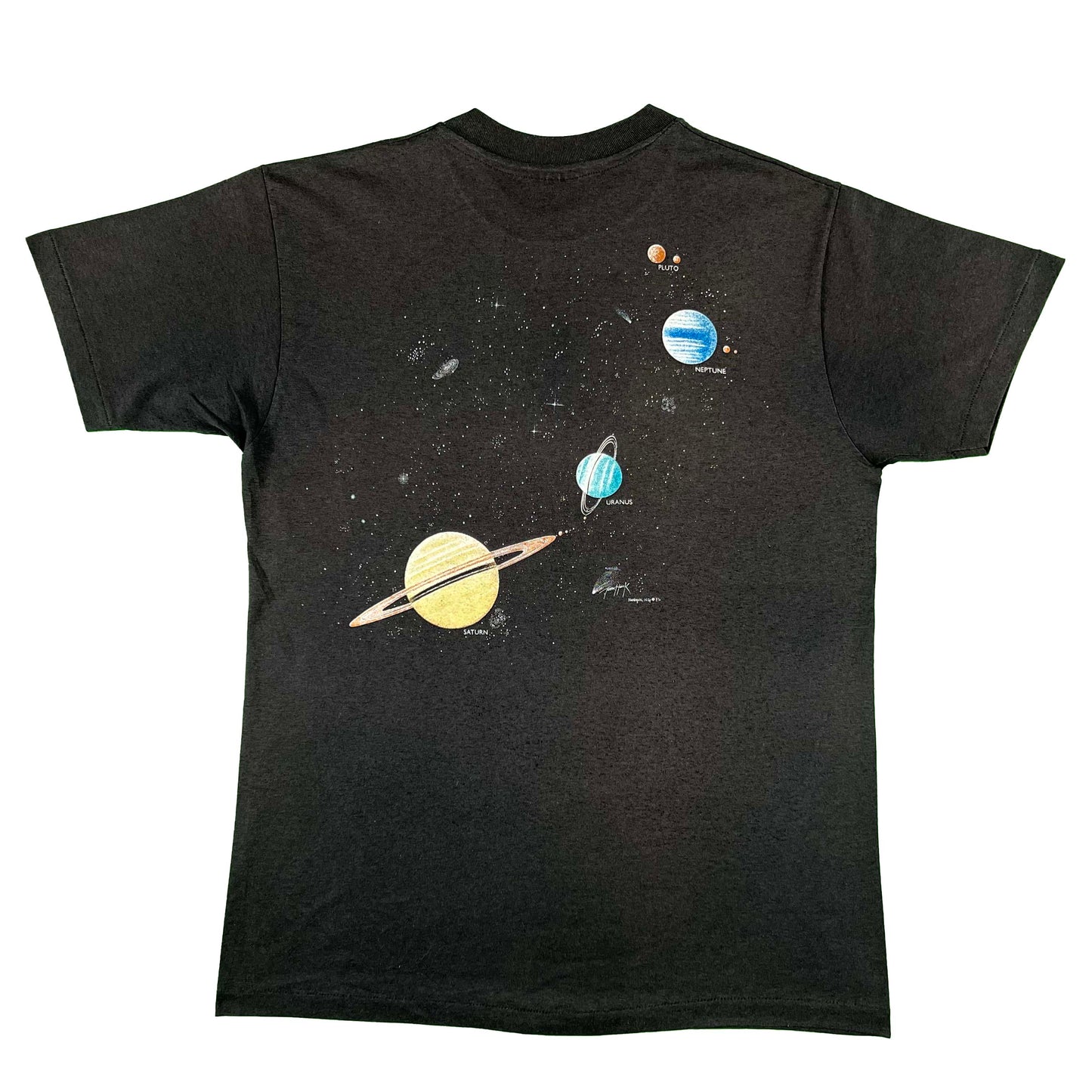 80s Sun Faded Black Space Tee- L