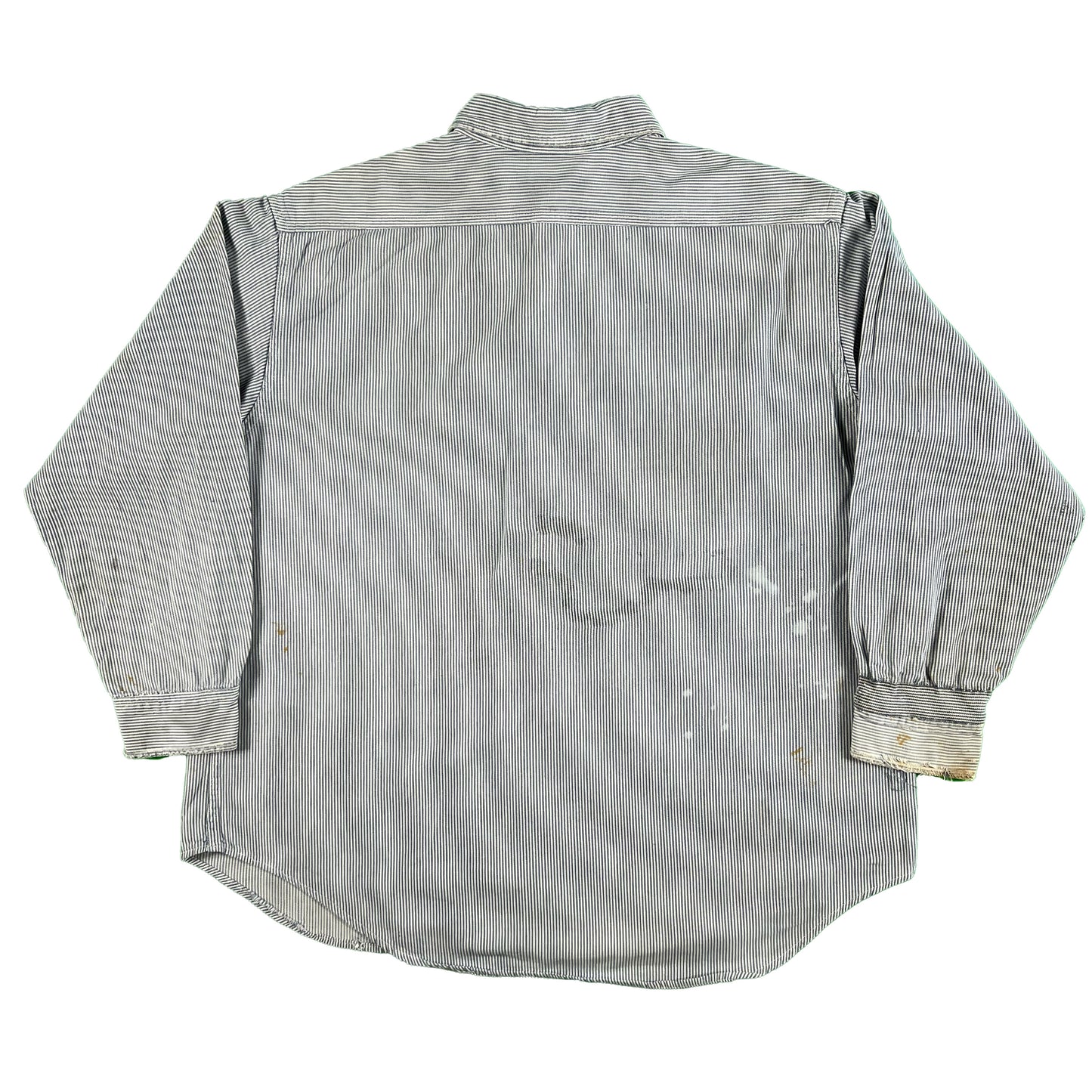 60s Big Mac Hickory Stripe Trashed & Repaired Work Shirt- XL