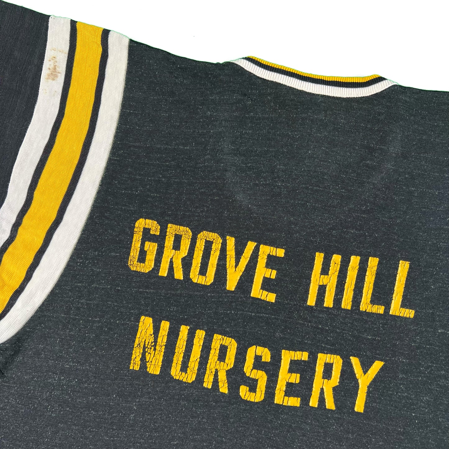 60s Black & Yellow Durene Ringer Jersey Tee- M