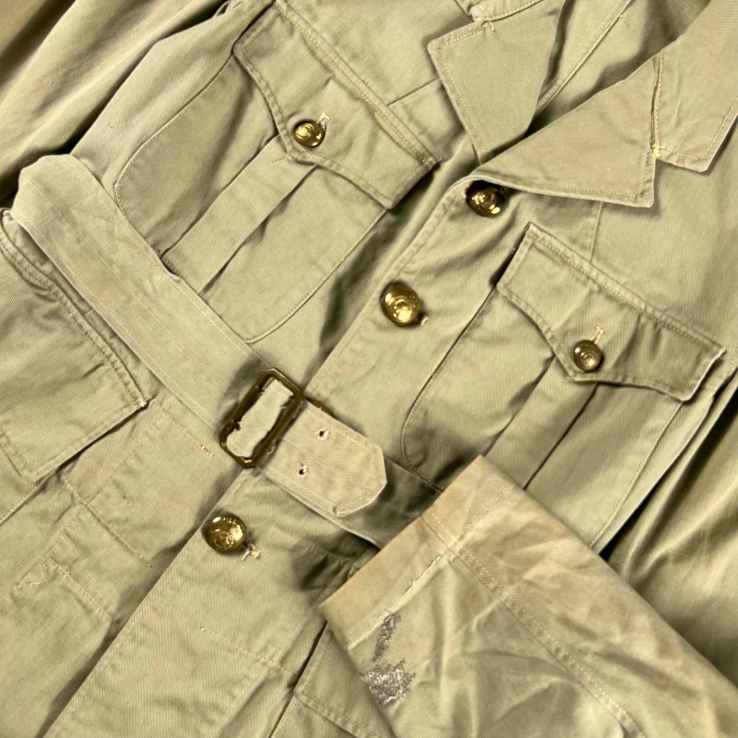 40s/50s Canadian Army Belted Safari Bush Jacket- S