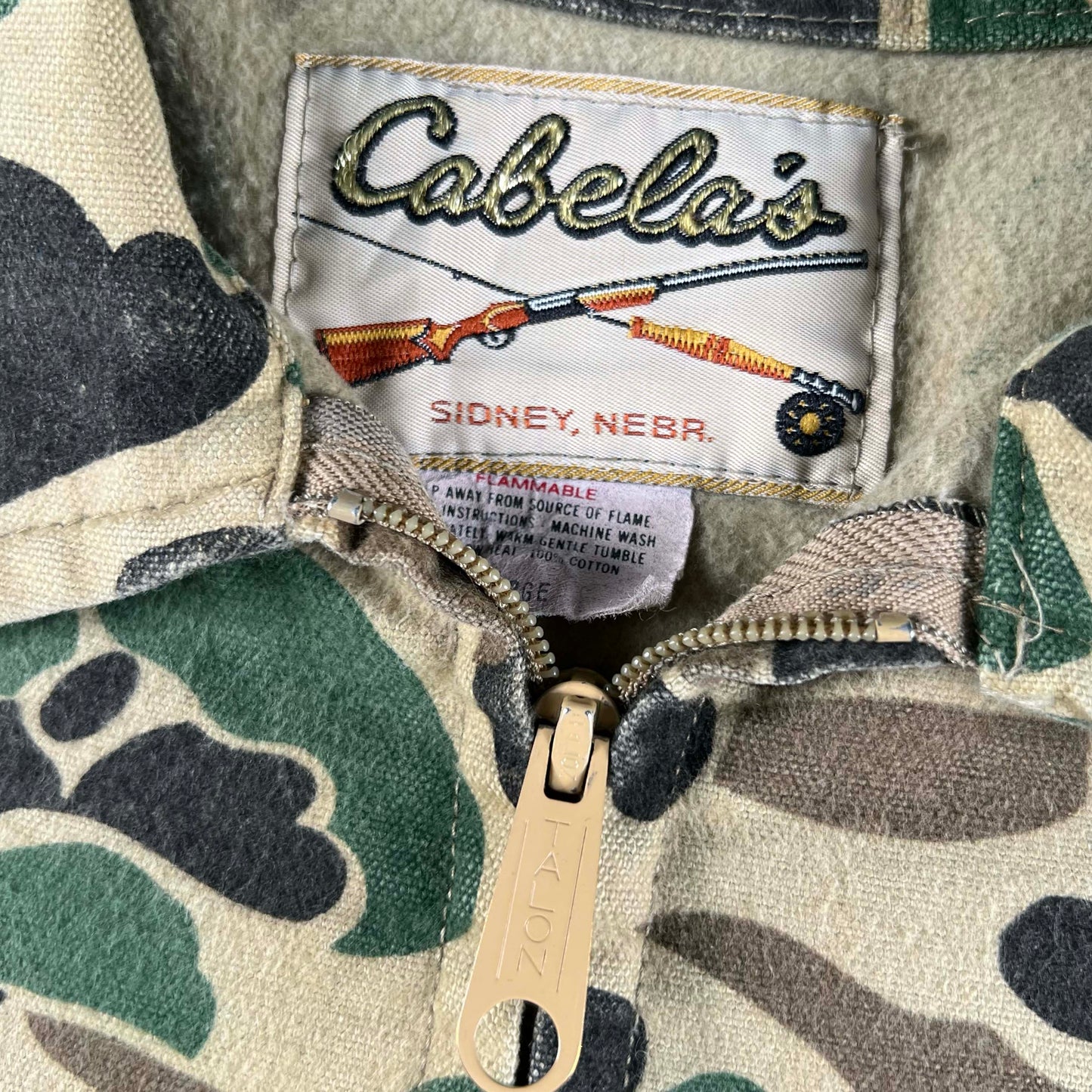70s Cabela's Duck Camo z/u Jacket- L