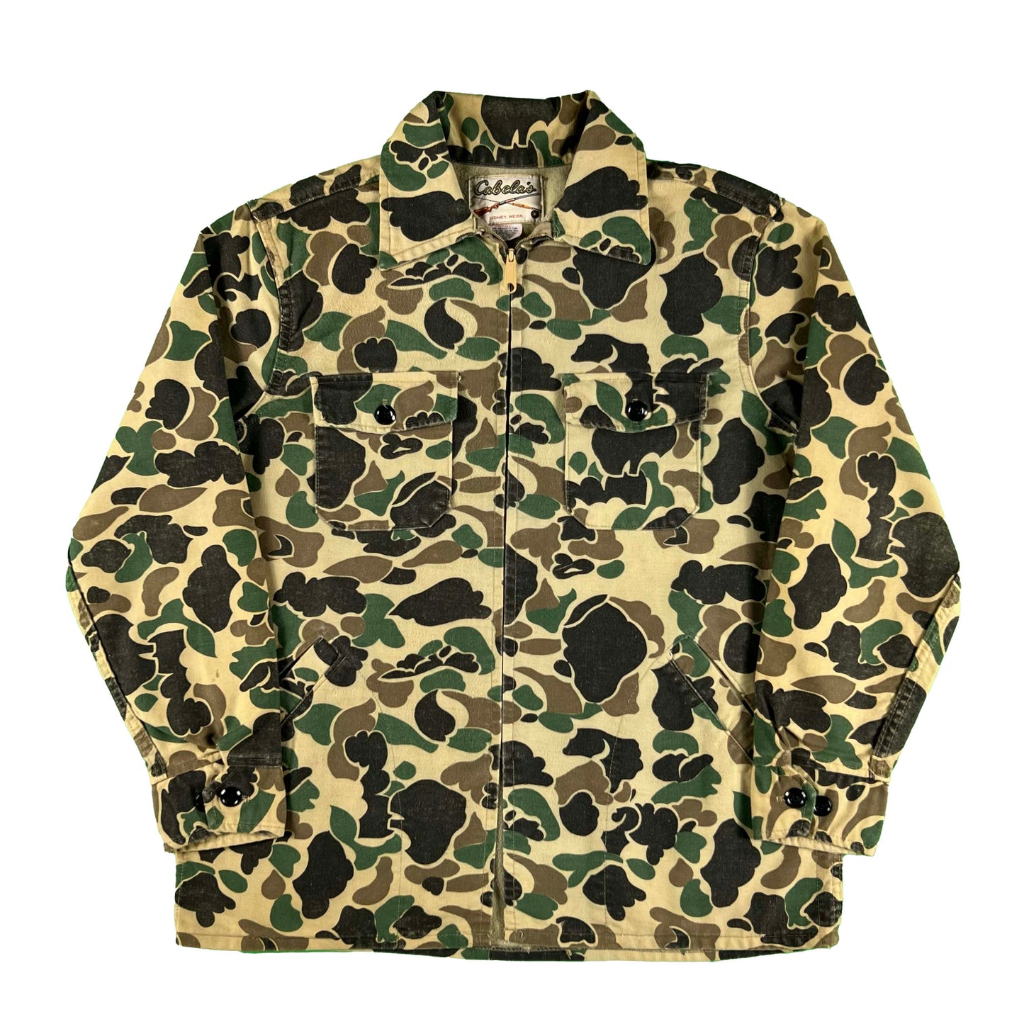 70s Cabela's Duck Camo z/u Jacket- L