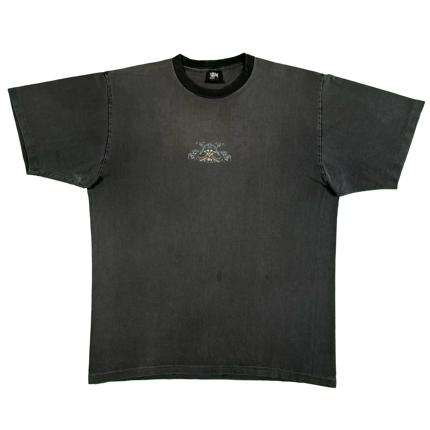 90s Sun Faded Black Stüssy Dragon Tee- XL