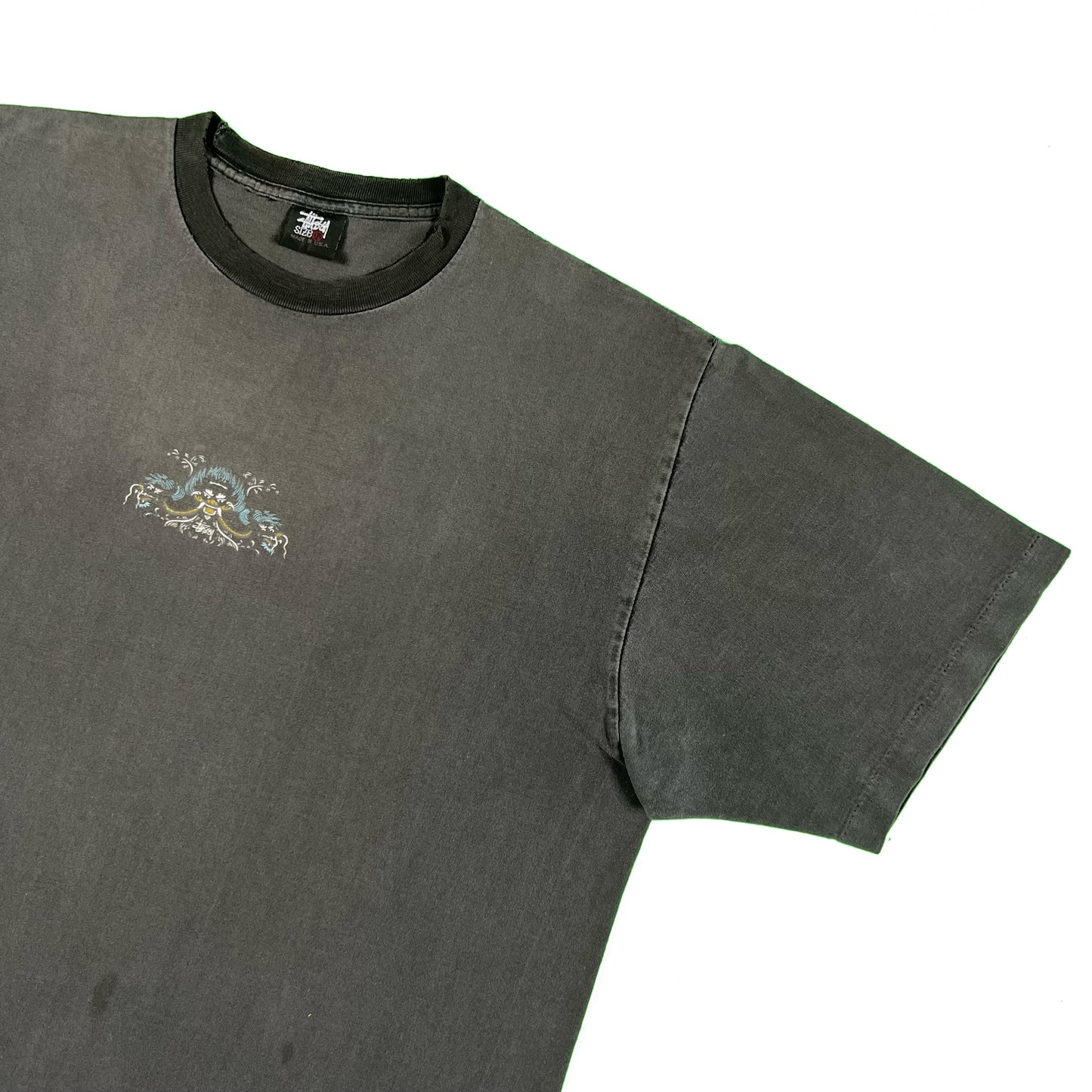 90s Sun Faded Black Stüssy Dragon Tee- XL