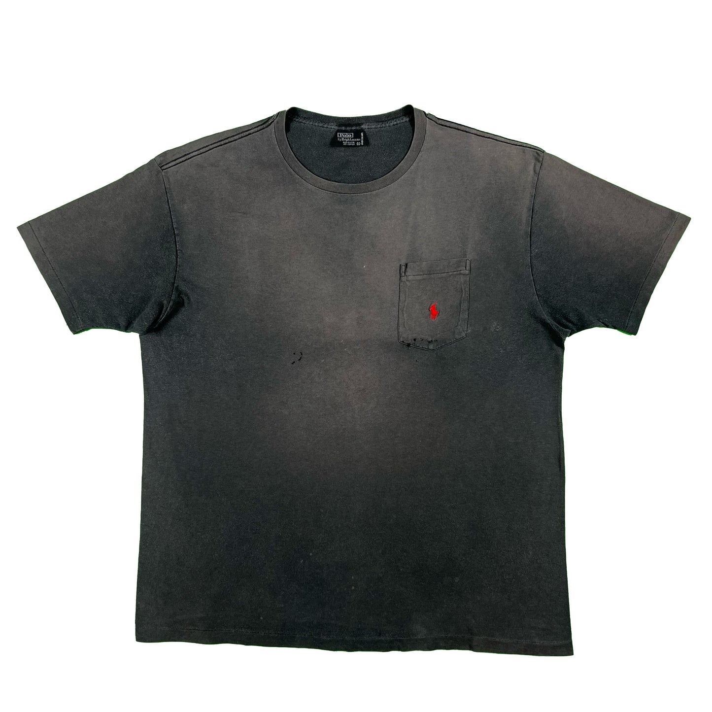 90s Polo Ralph Lauren Sun Faded Black Pocket Tee- L