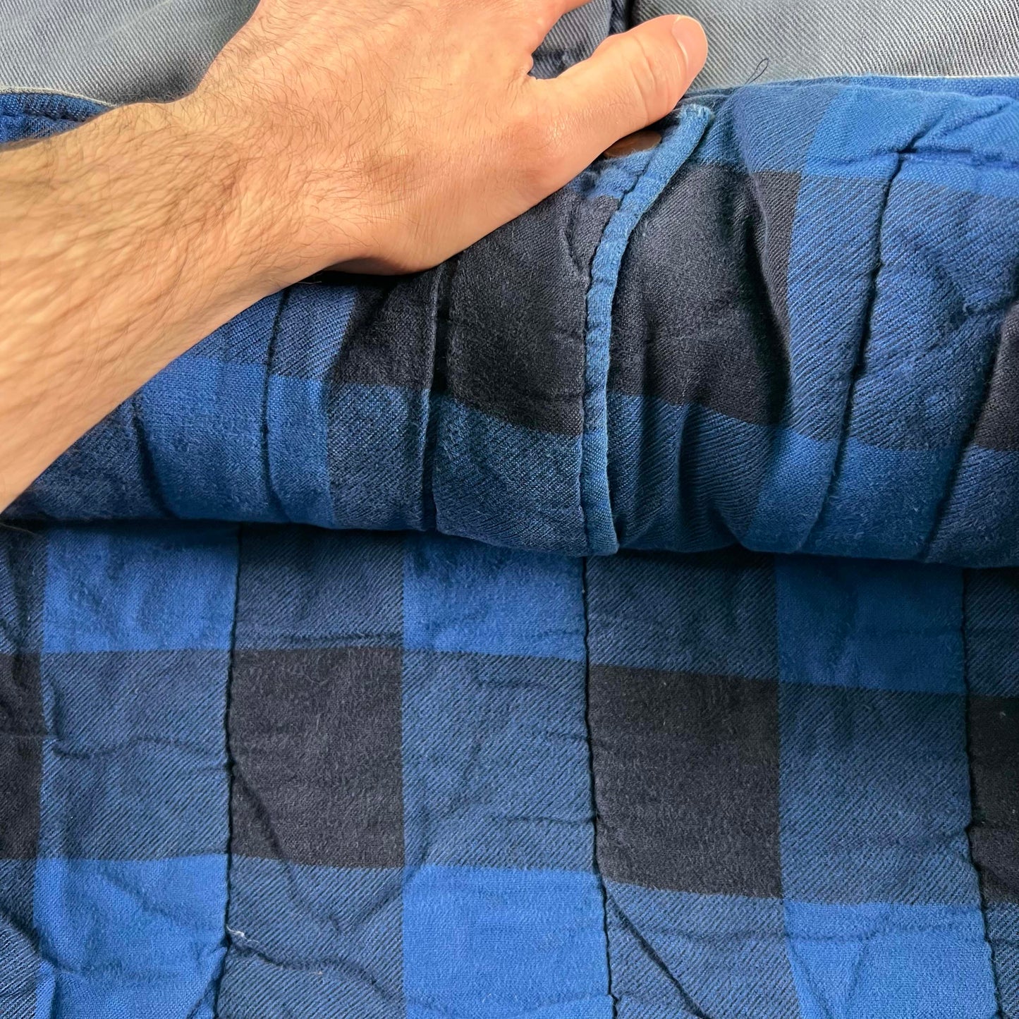 90s Sun Faded Plaid Lined Utility Vest- XL