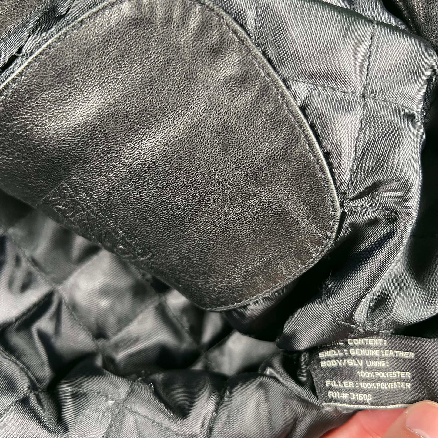 00s Black Leather Jacket- M