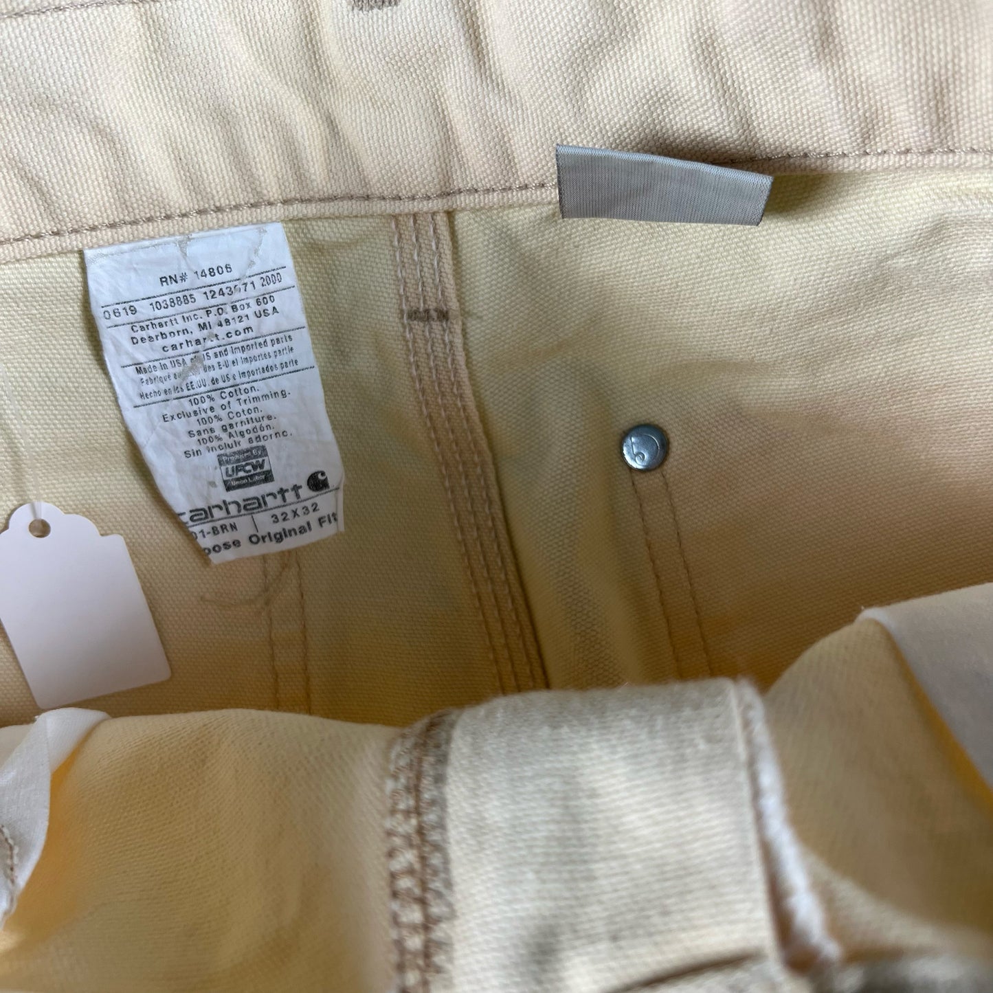 Bleached Cream Carhartt Double Knees- 31x31