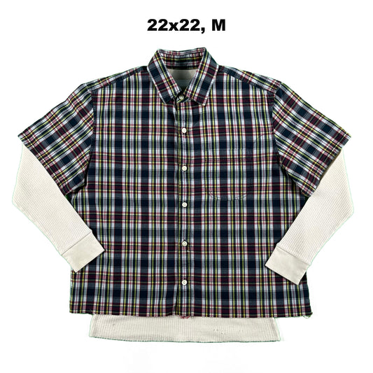 Vintage Gap Cropped Plaid Shirt & Waffle Knit Thermals- SELECT COMBO