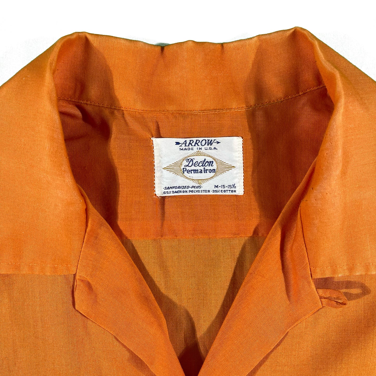 60s Lightweight Orange Arrow Loop Collar Shirt- L