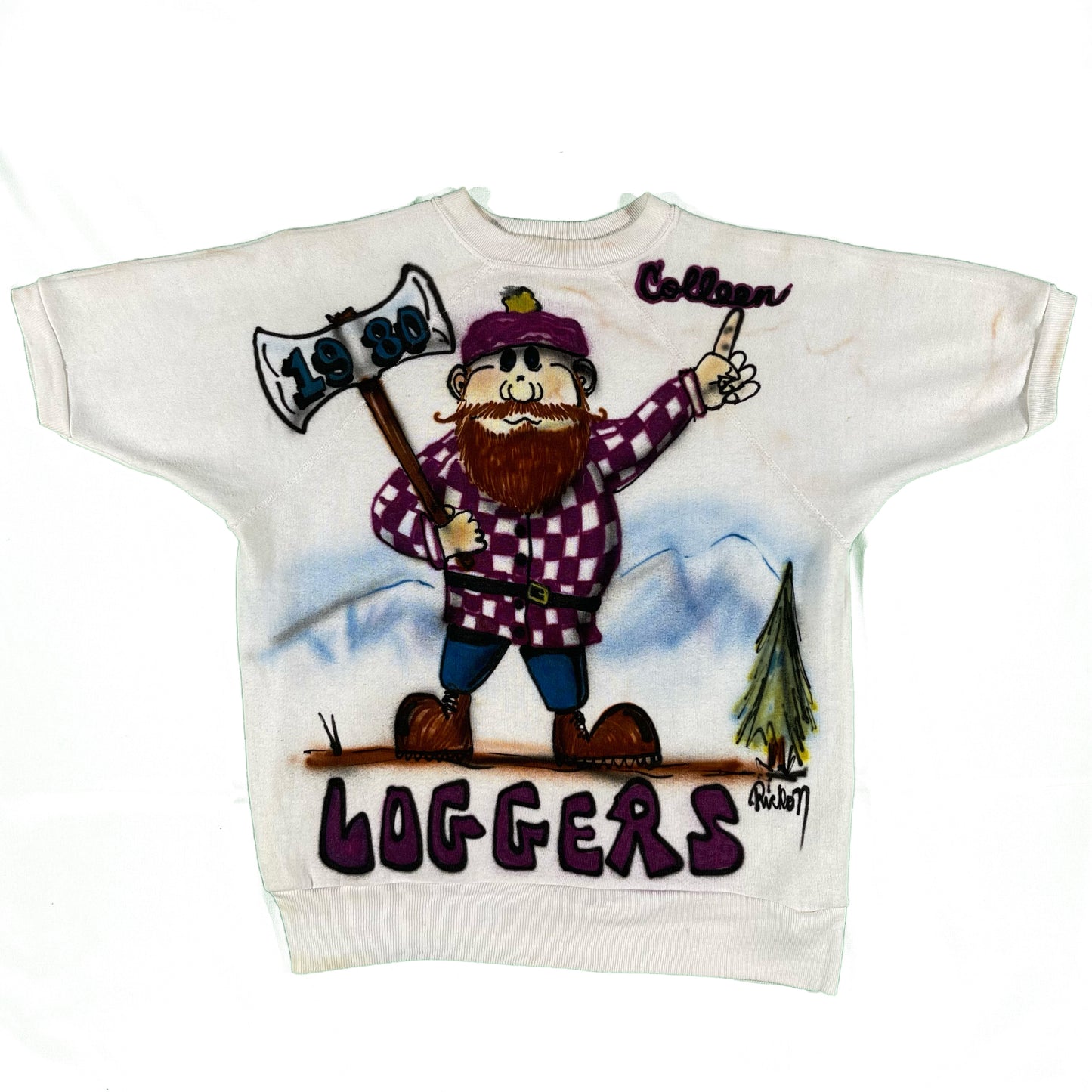 80s Loggers Air Brushed Short Sleeve Sweatshirt- S
