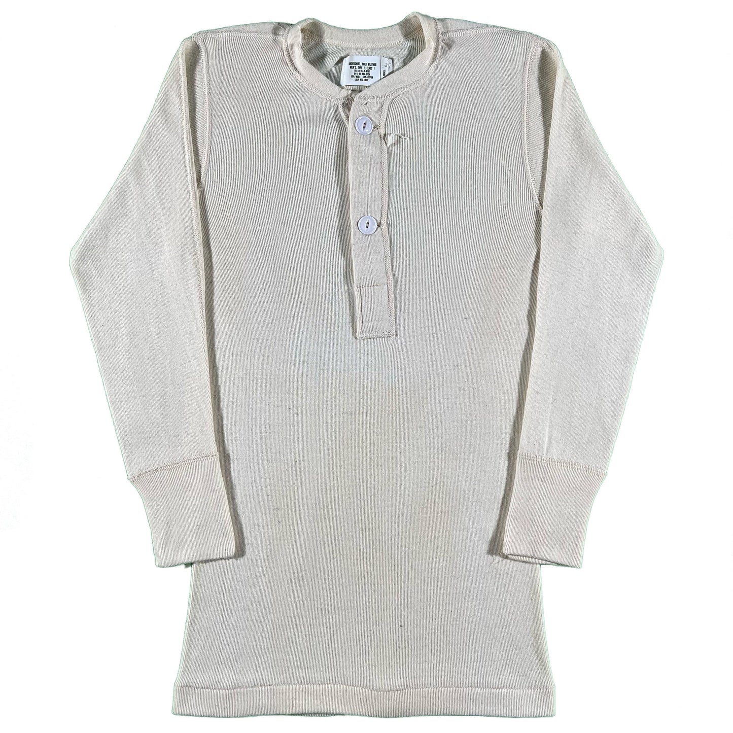 80s Cream Military Henley Thermal- XS