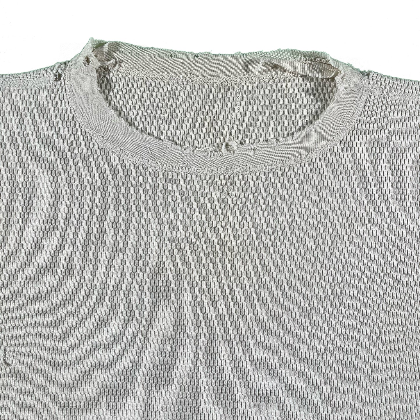 70s Thrashed Boxy Waffle Knit Cotton Thermal- S