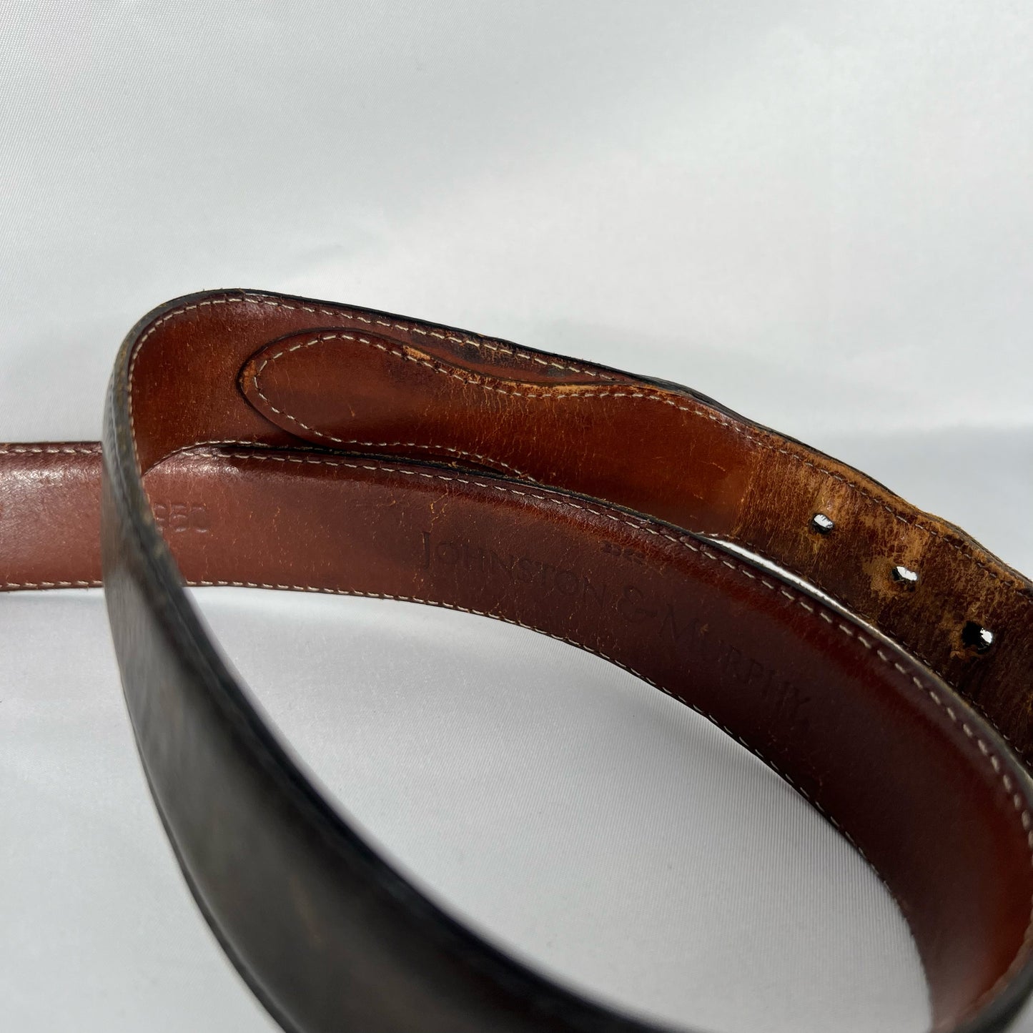 90s Metal 3 Piece Two Tone Leather Belt- 36"