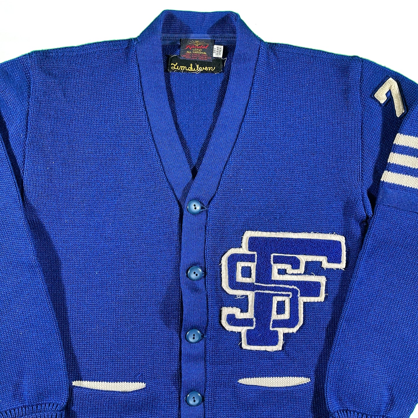 60s Letterman Wool Cardigan- M