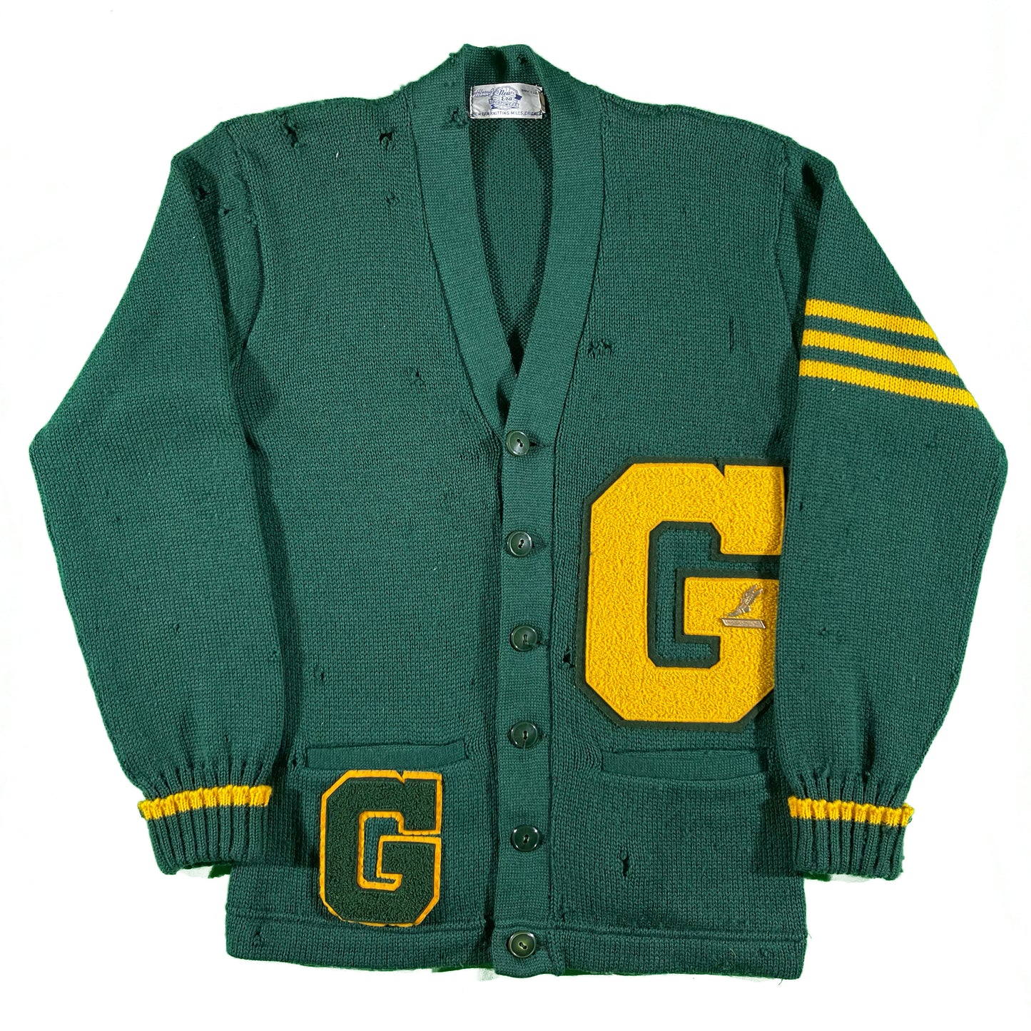 60s Letterman Wool Cardigan- M