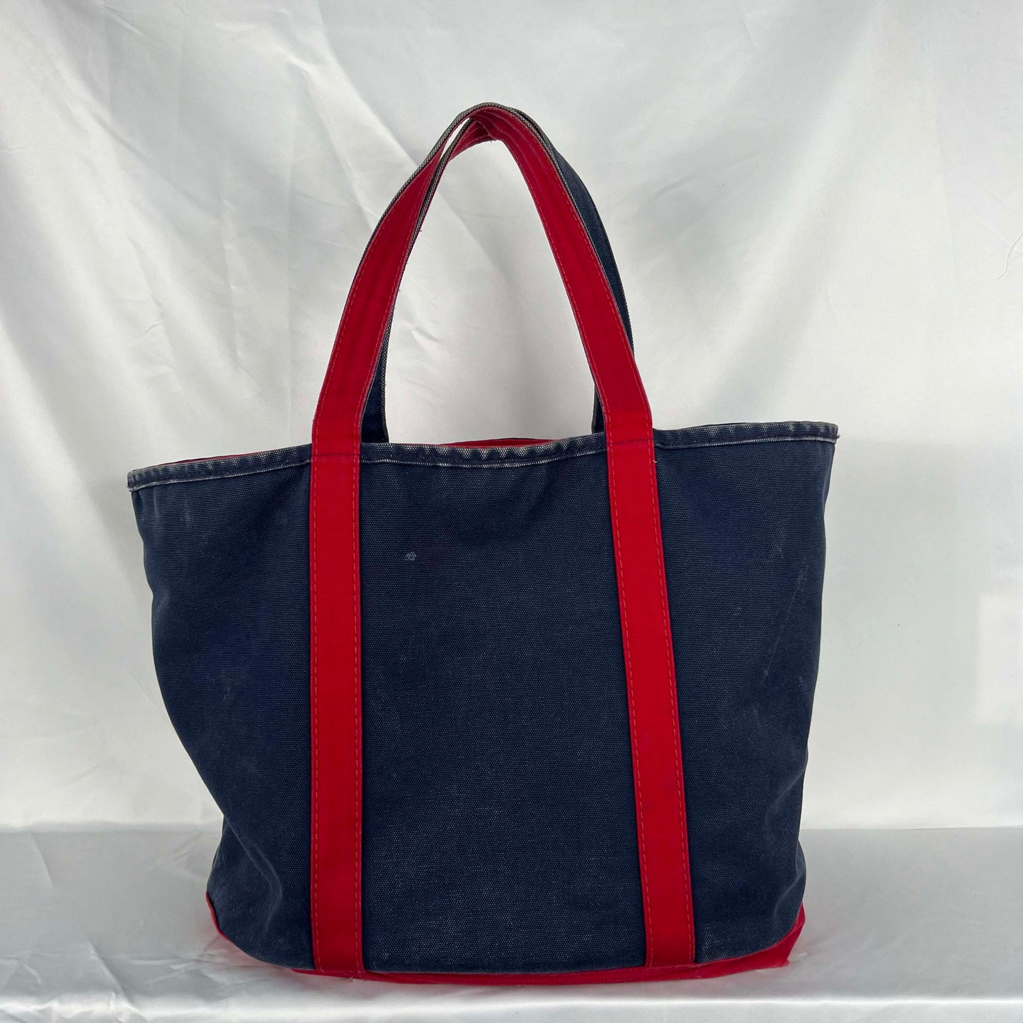 90s Lands' End Two Tone Canvas z/u Tote Bag- Large