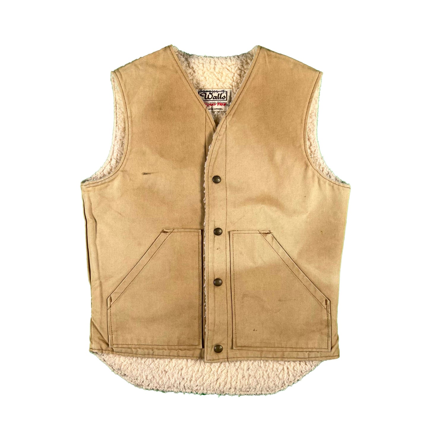 80s Sun Faded Walls Canvas Sherpa Lined Vest- S