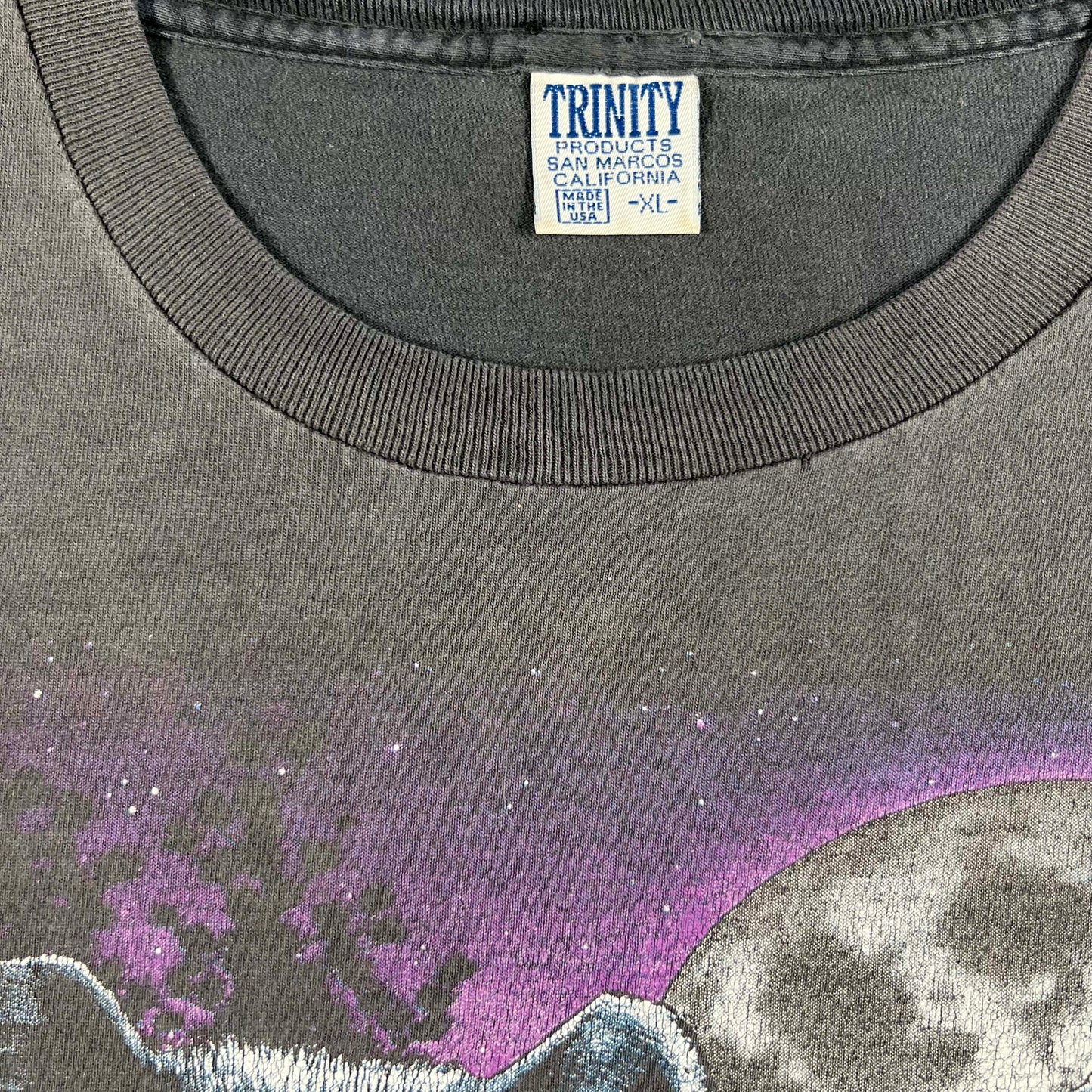 90s Sun Faded Black Scary Wolves Tee- XL