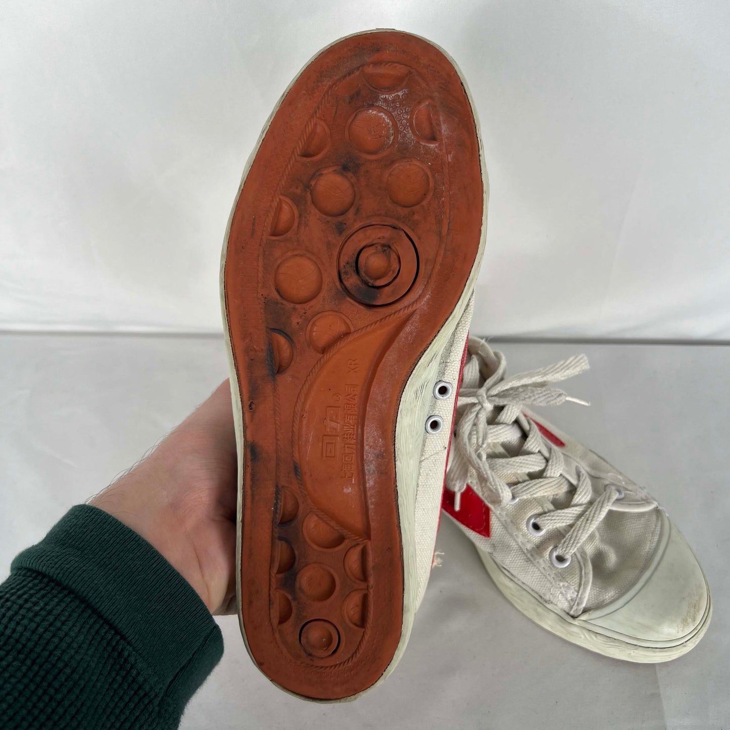 90s Warrior Red and White Canvas Sneakers- M's 6.5, W's 8