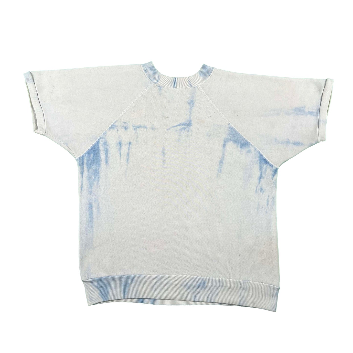 70s Icy Blue Tie Dye Short Sleeve Sweatshirt- M